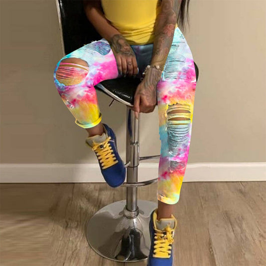 WOMENS CASUAL TIE DYED JEANS_CWJP0168