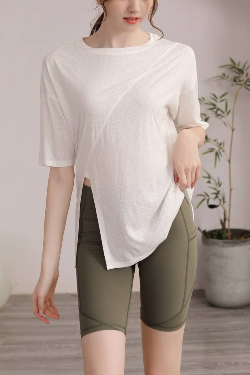 CWTSTS0393_ROUND NECK SHORT SLEEVE YOGA TOP