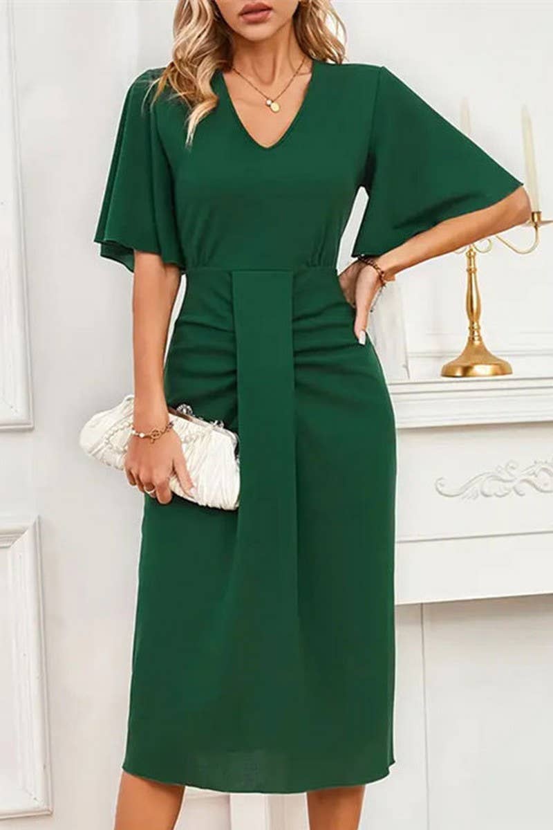 CWDSD7594_SPRING AND SUMMER WAIST KNOT MIDI DRESS