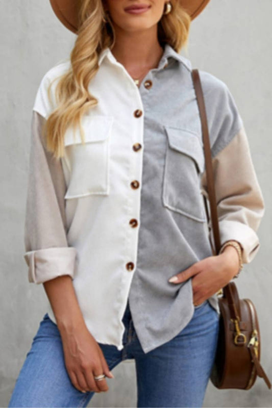 CWTSTL2352_COLOR BUTTON-UP COLOR LONG SLEEVE SHIRT TOP