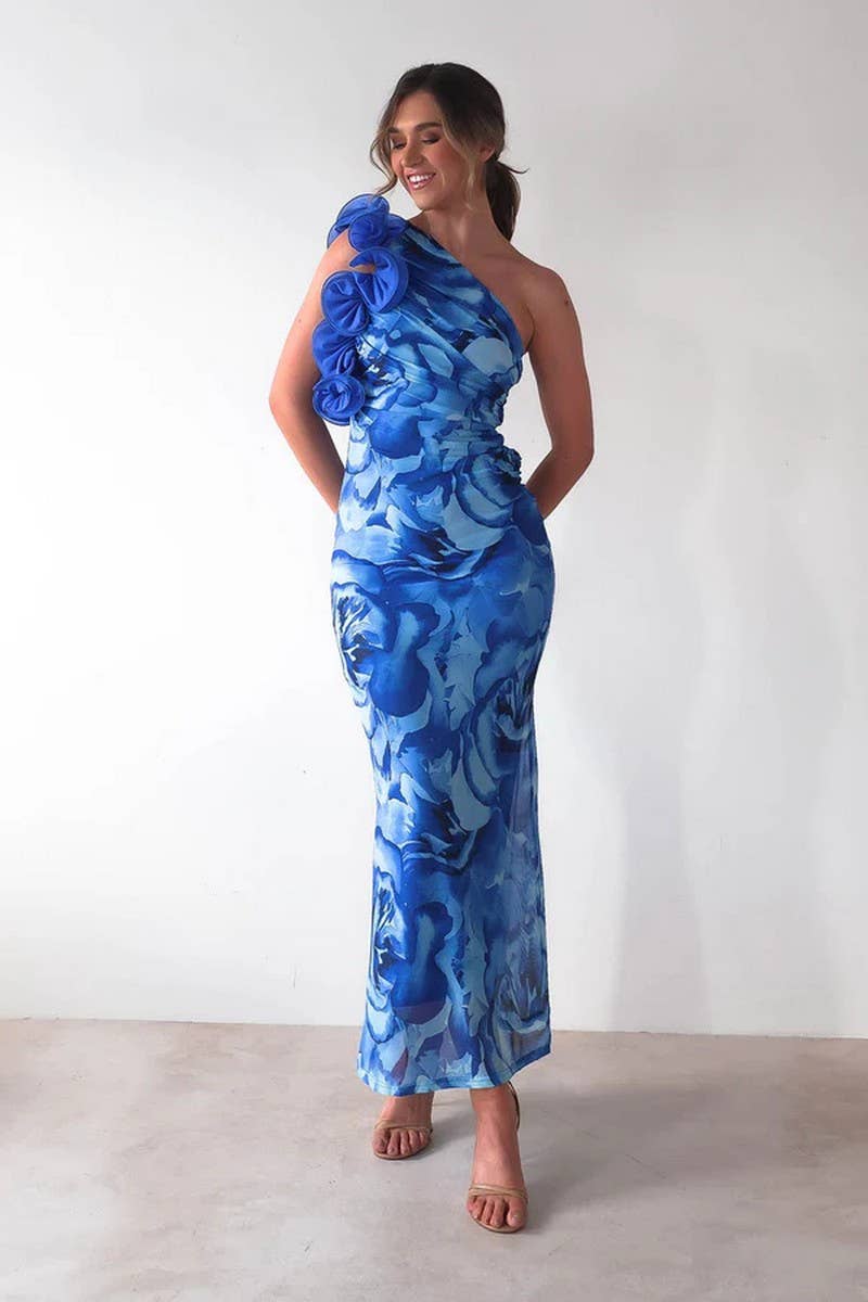 CWDMD5539_SLIM FIT THREE-DIMENSIONAL FLOWER SEXY DRESS