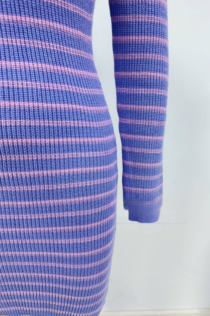 CWDSD10341  Crew Neck Long Sleeve Pullover Dress Sweater