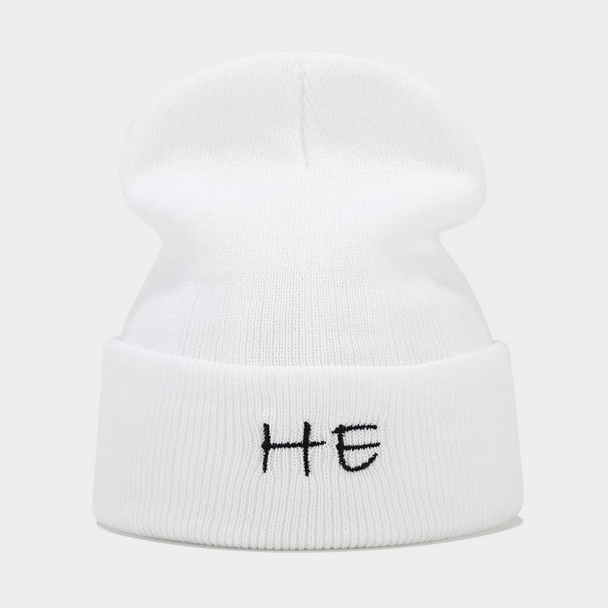 MOM  DAD COUPLE KNITTED HAT WITH LETTER EMBROIDERY_CWAH2071