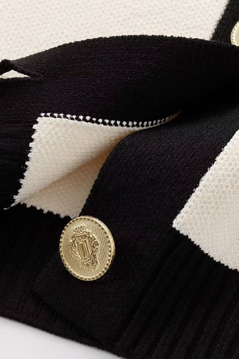 CWOCAL0968_CONTRAST COLOR SHORT-SLEEVED KNITTED COAT