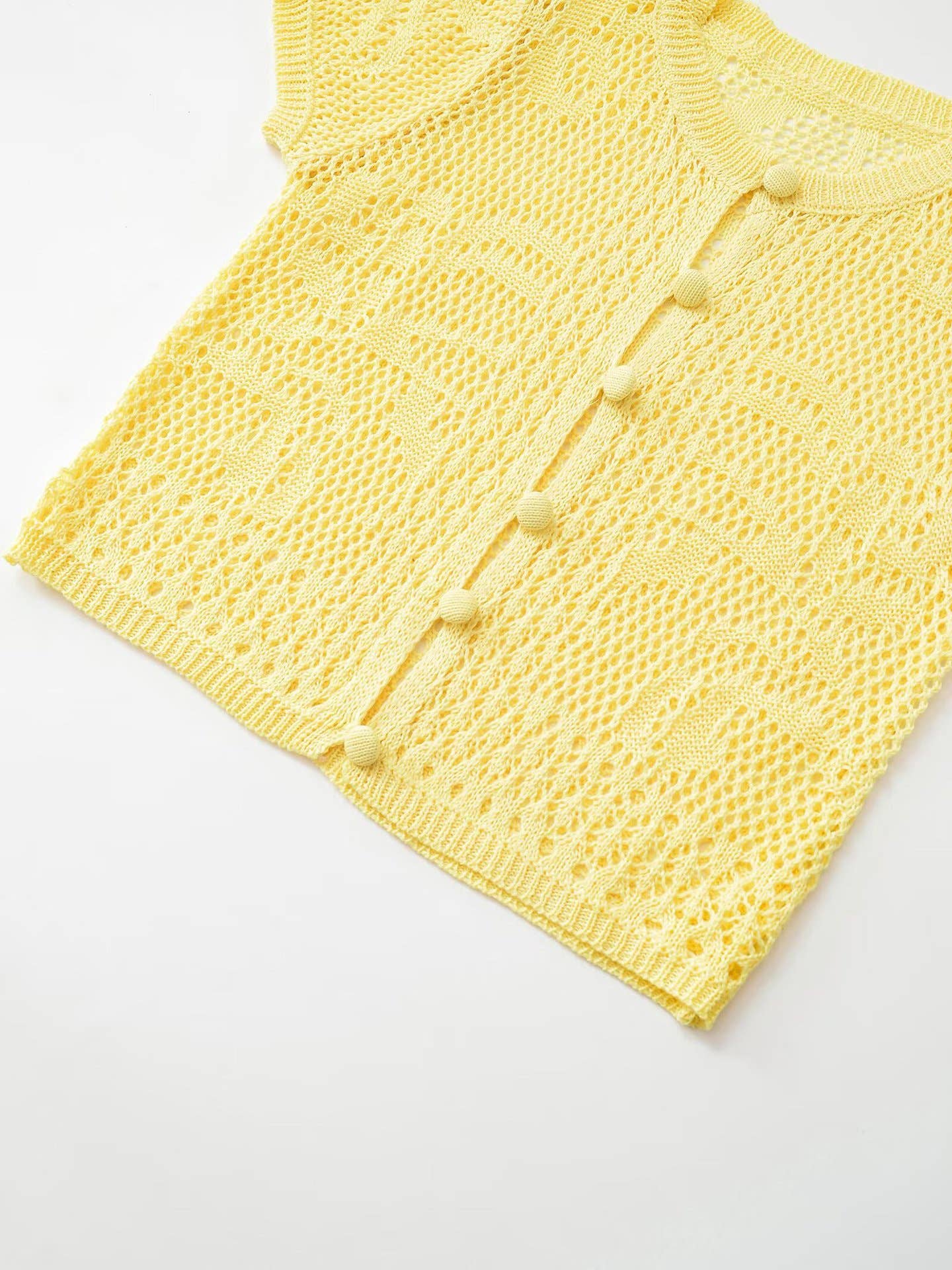 Design-sense openwork crochet knitted cardigan