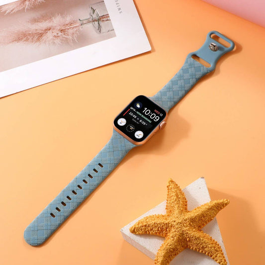 APPLE WATCH9-1 ENGRAVED CHECKERED SILICONE STRAP_CWWW0052