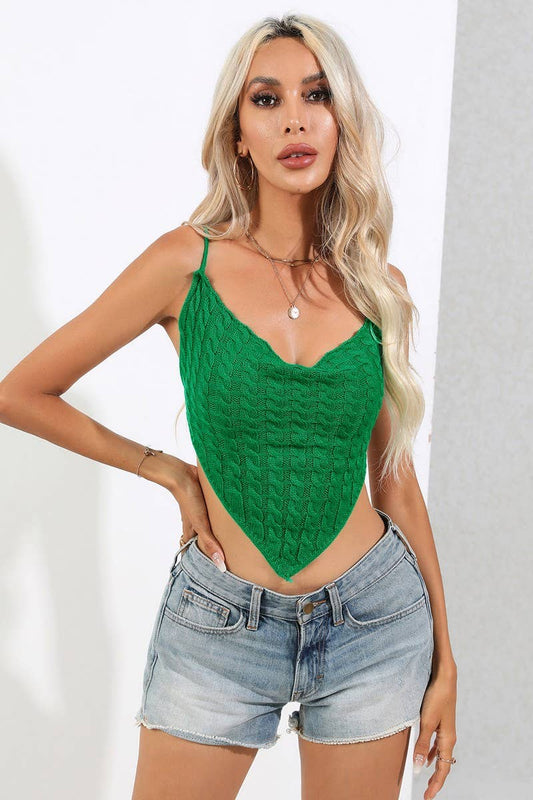 CWOSWSL0089_Sleeveless Cable Crop Top Sweater