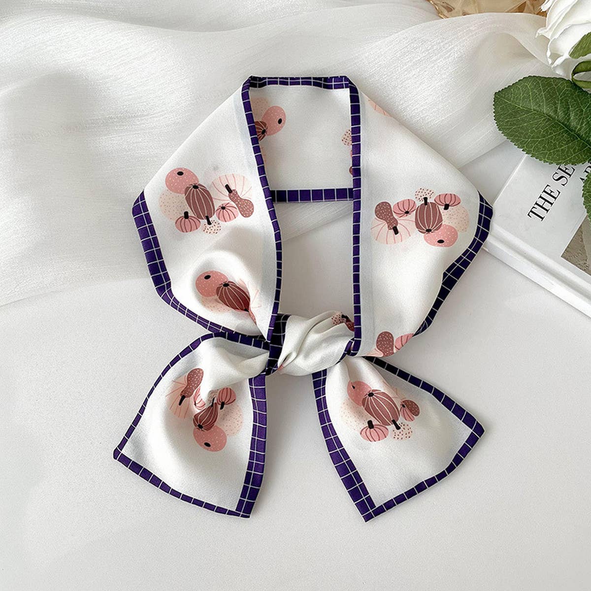 2024 NEW STYLE BOW FLORAL STRIPED SCARF_CWASC0711