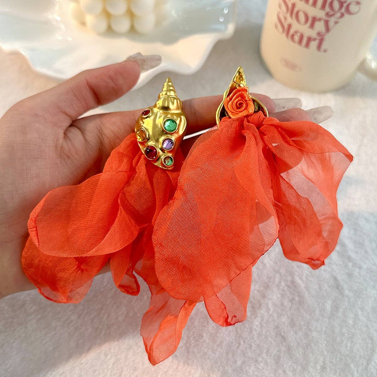 Handmade Floral Seashell Earrings ? Beach Style