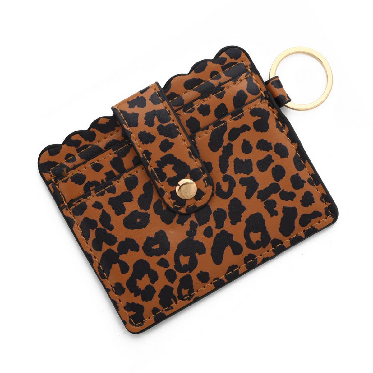 Leather Card Case with Keychain & Coin Compartment_CWAB4933