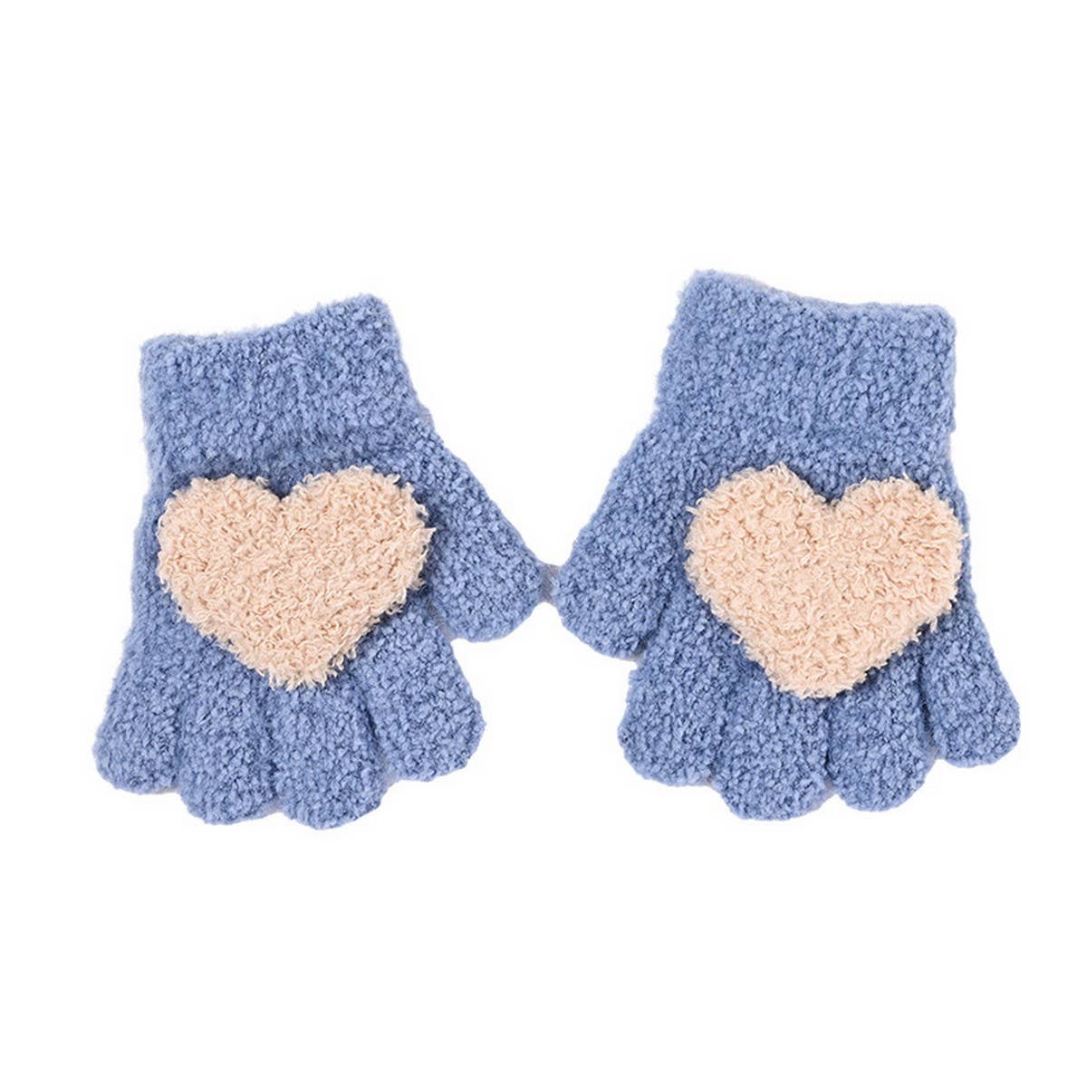 CWAG0279_FIVE-FINGER HEART KNITTED CHILDREN'S GLOVES