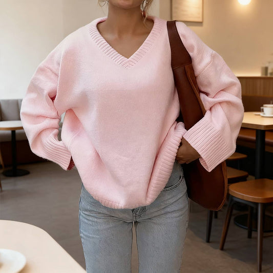 Casual simple solid-color long-sleeved Sweater