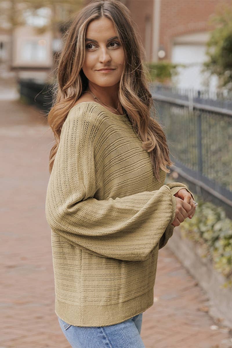 CWTBLL3097_ROUND NECK LONG SLEEVE LOOSE SEE-THROUGH TOP