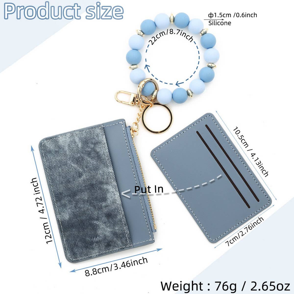 Silicone Bead Keychain Wallet ID Card Holder_CUAB00450