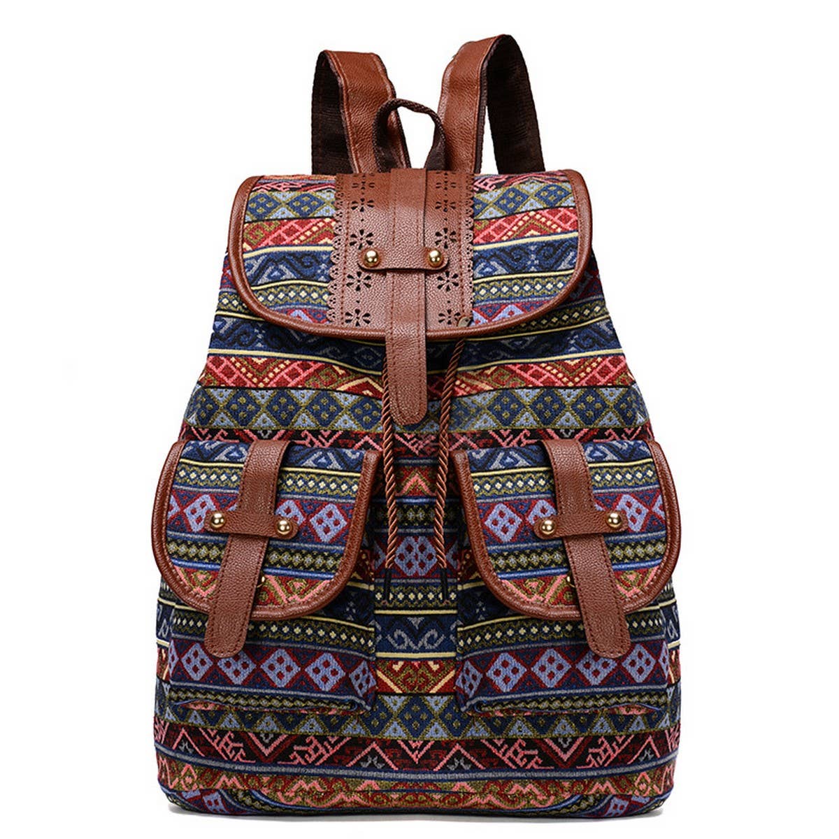 VINTAGE PATTERN BACK-TO-SCHOOL TRAVEL CANVAS BAG_CWAB2218