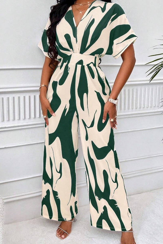 CWSJS1661_WOMEN'S PRINTED BATWING SLEEVE WIDE LEG JUMPSUIT