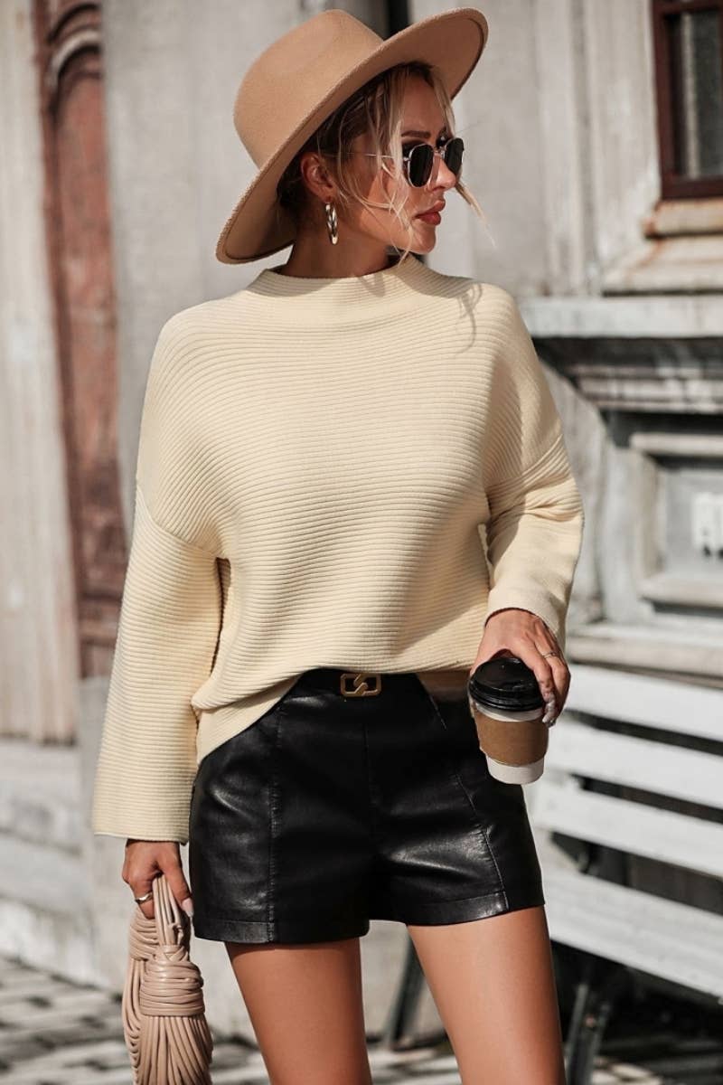 CWTSTL431_Oversized Long Sleeve Crew Neck Pullover Sweater