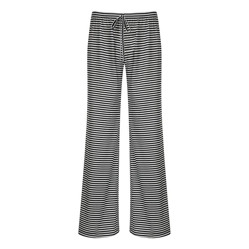 Color-blocking striped straight-leg casual pants