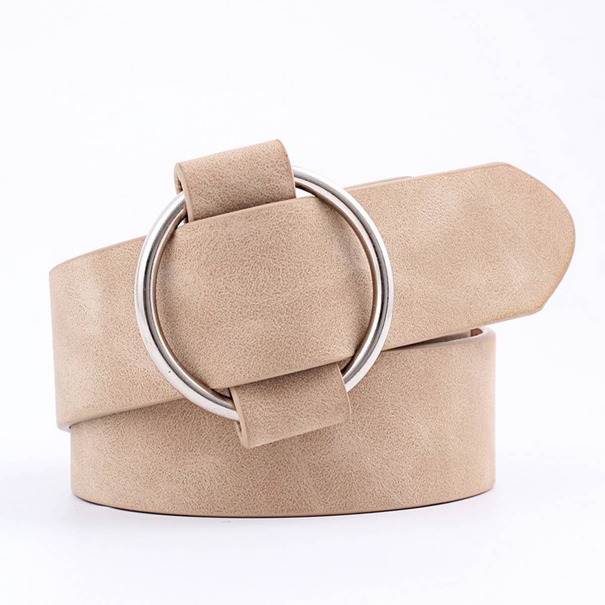 CWABE0382_PIN FREE ROUND BUCKLE CASUAL BELT