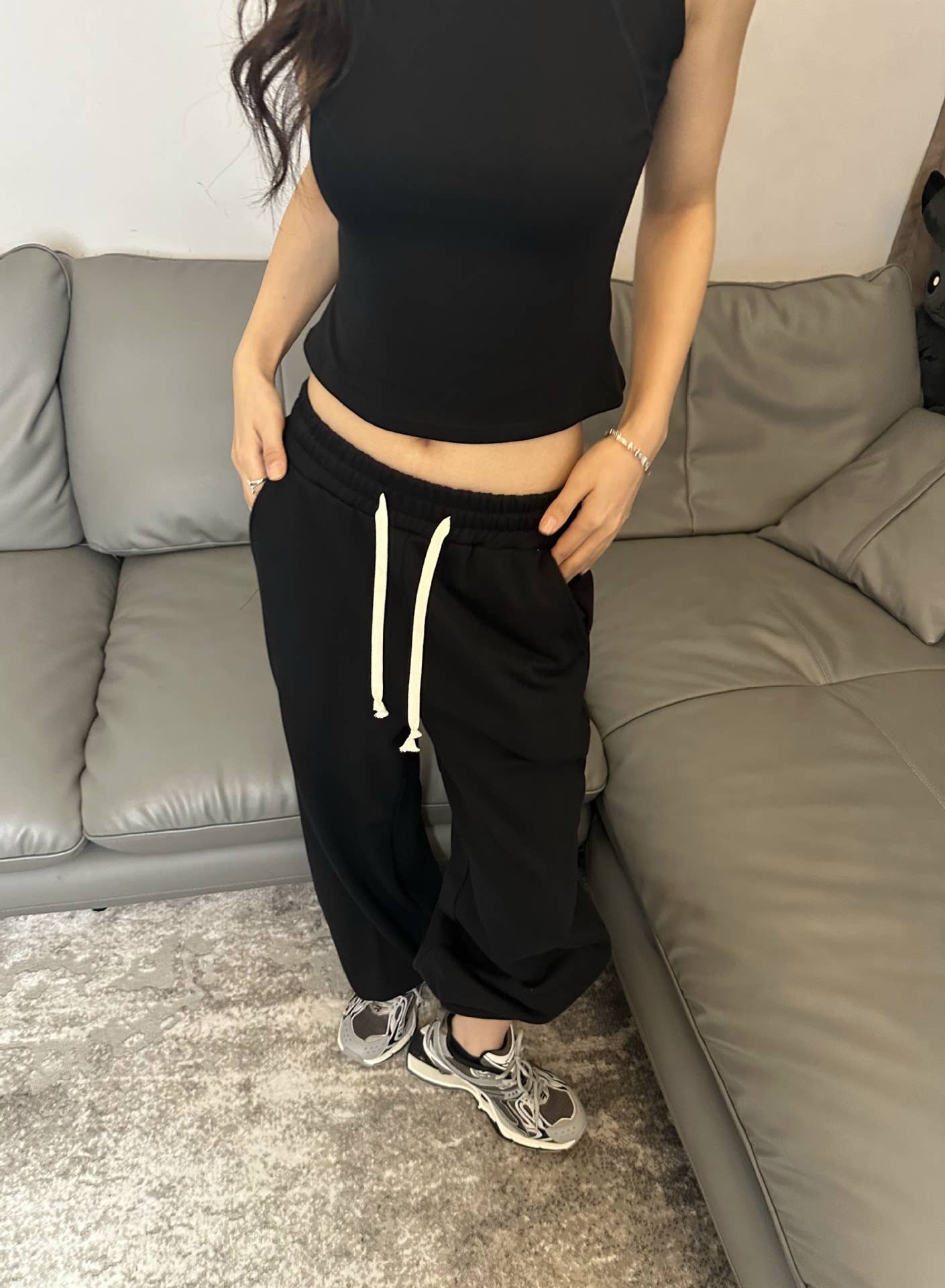 DiscountCWBLP884_LOOSE WIDE-LEG SPORTS PANTS CASUAL PANTS