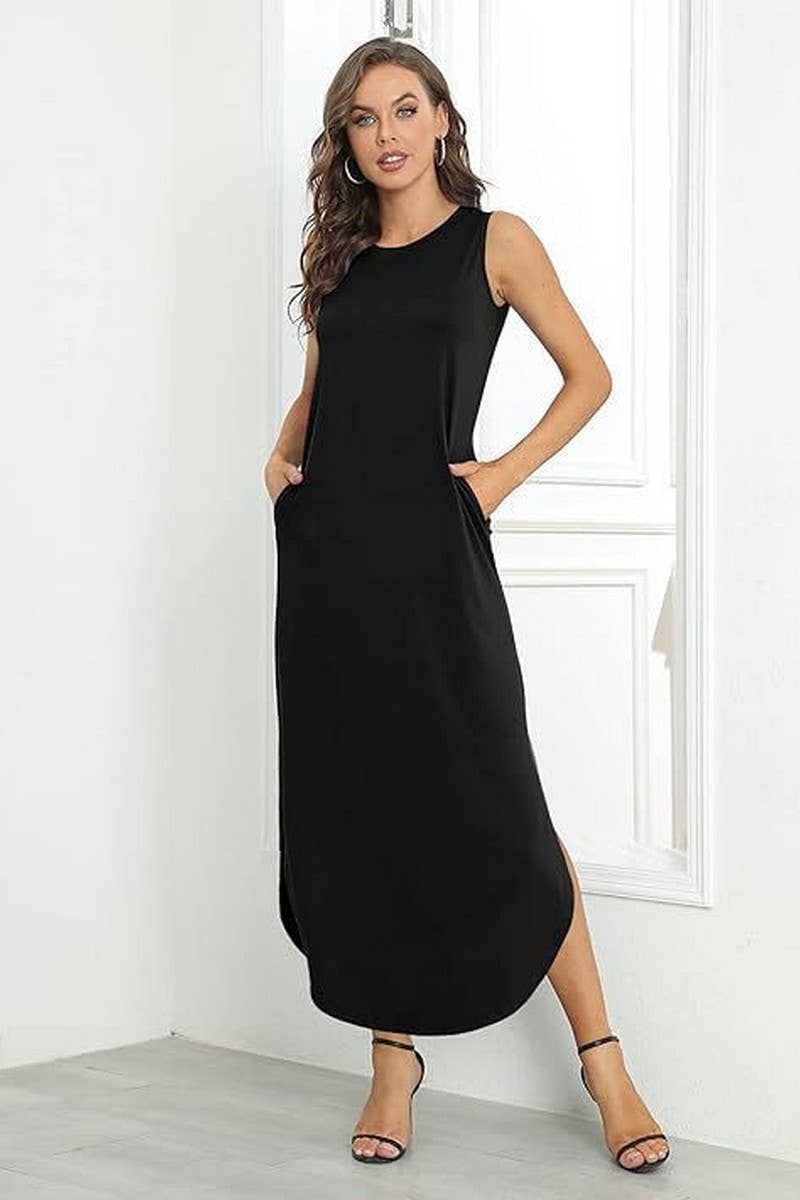 CWDMD5906_SLEEVELESS FLORAL PRINT PULLOVER MAXI DRESS