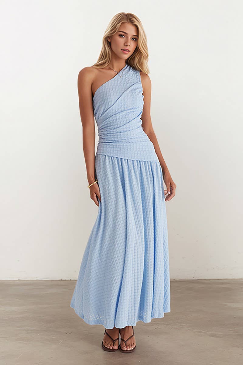 CWDMD6436_SOLID ONE-SHOULDER SLEEVELESS BODYCON DRESS