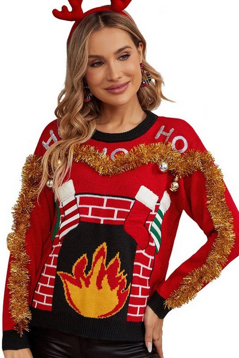 CWOSWL2441_CHRISTMAS DECORATION EMBROIDERY CHRISTMAS SWEATER