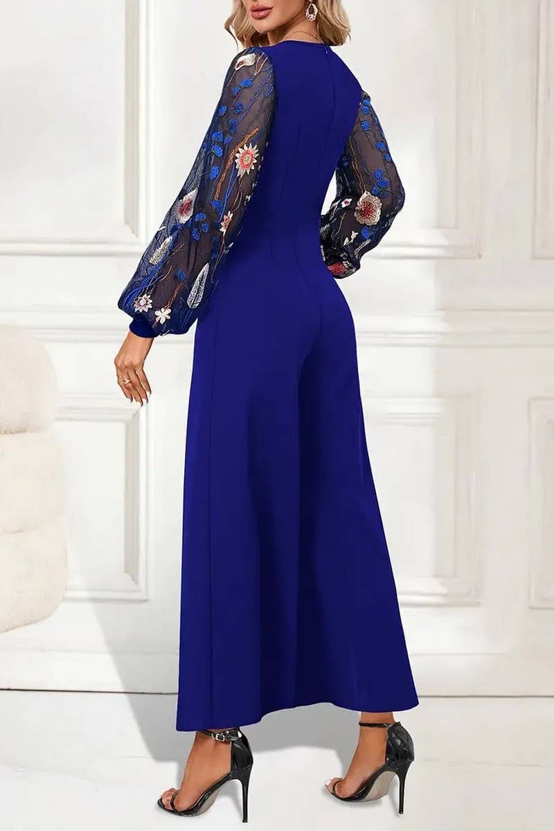 CWSBSL0161_DRAPE KNITTED PATCHWORK EMBROIDERED JUMPSUIT