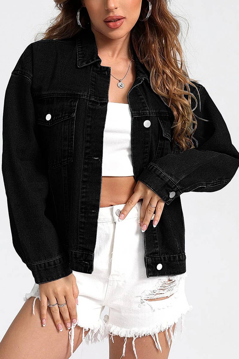 CWJJ065_CASUAL BUTTON DOWN DENIM JACKET