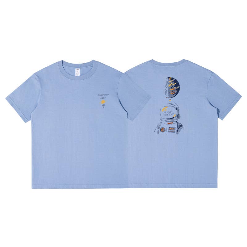 CWTTS0952_ASTRONAUT PRINT CASUAL LOOSE CREW NECK T SHIRT