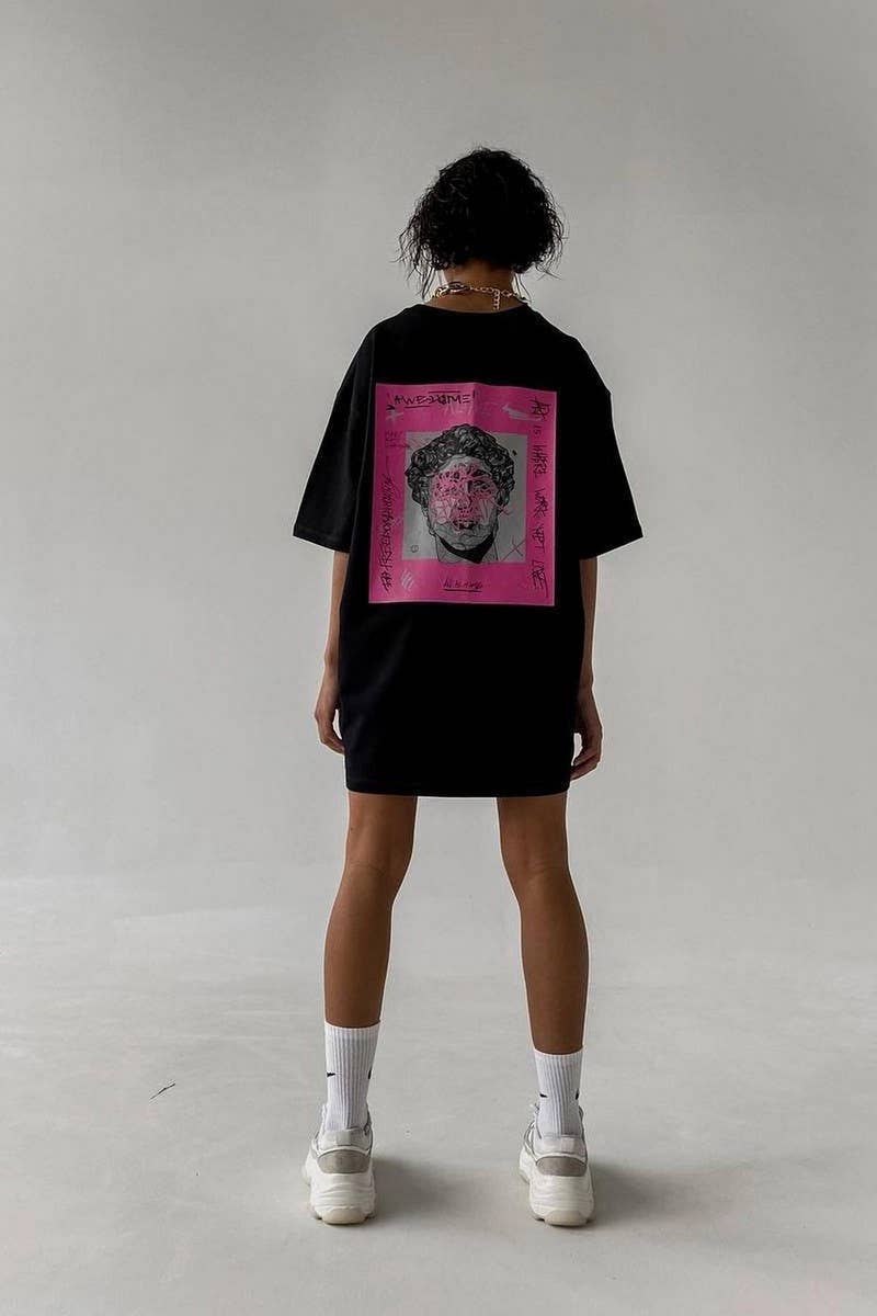 CWTTS1277_ROUND NECK BACK ABSTRACT PRINT SHORT SLEEVE TOP