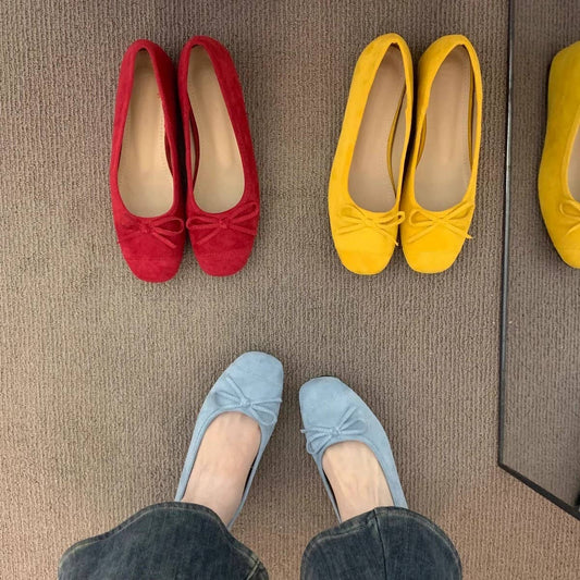 Yellow Ballet Flats with Wedge and Soft Sole_CWSHF0059