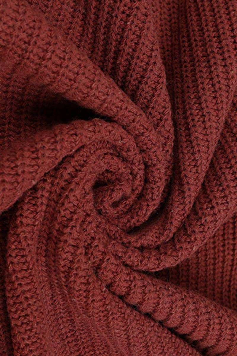 CWOCAL353 Button Down Sleeve V-Neck Cardigan Sweater