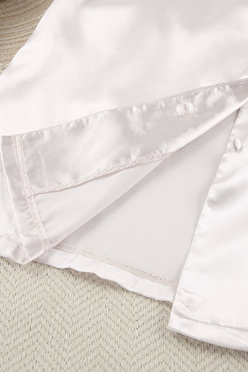 CWSPJ0098_SOLID COLOR LONG SLEEVE SHIRT PANTS PAJAMAS SET