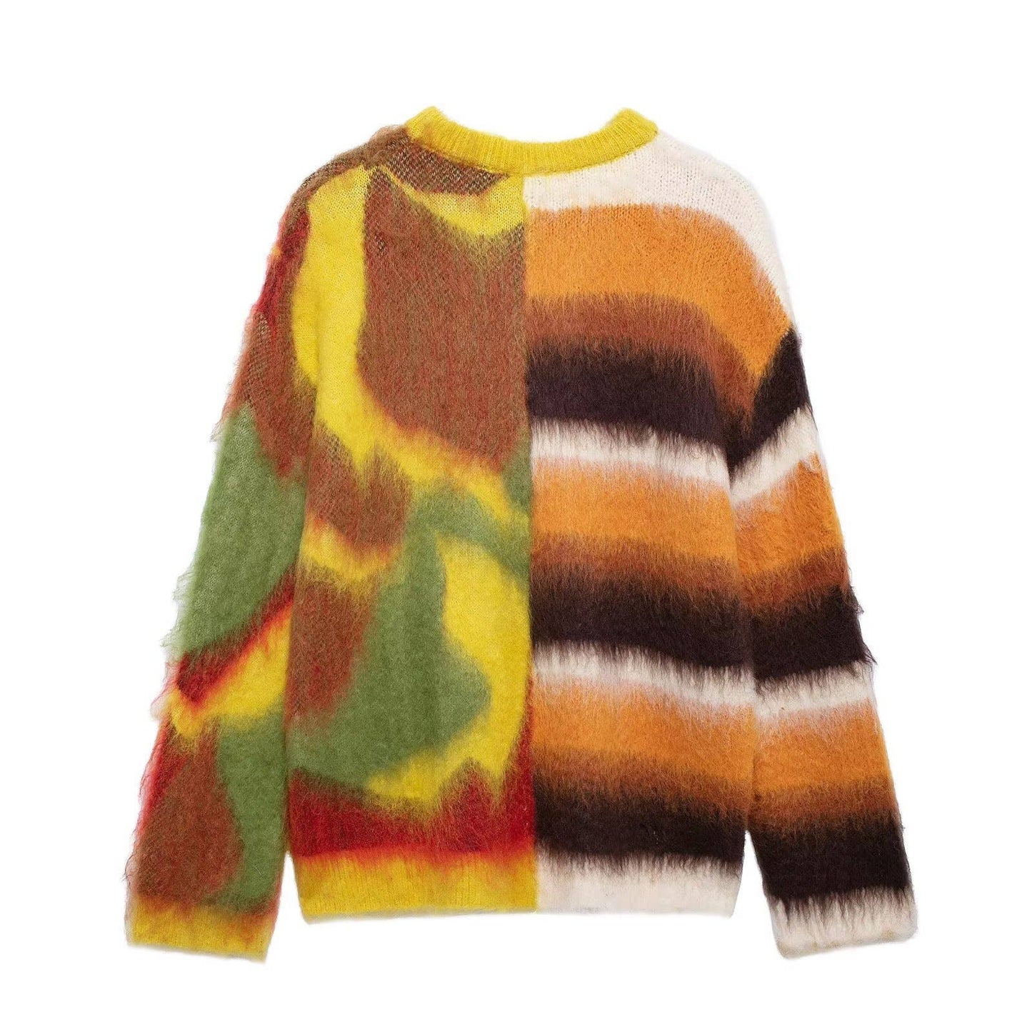 Color contrast patchwork jacquard loose sweater
