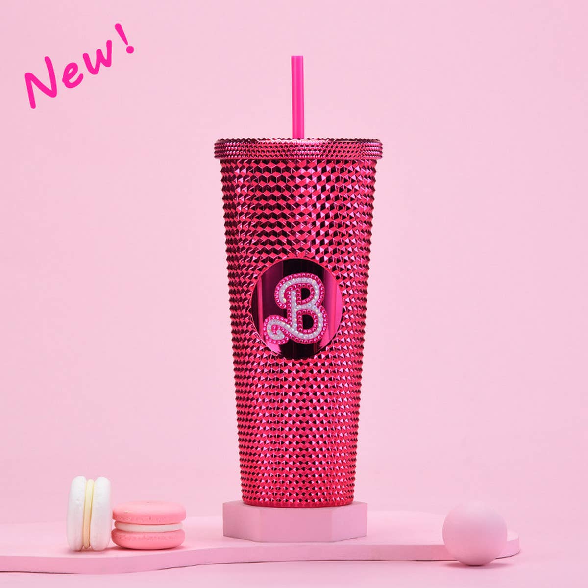 DOUBLE LAYER PORTABLE PLASTIC STRAW DIAMOND CUP