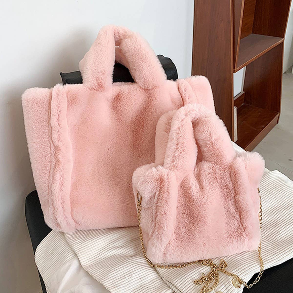 Plush Fur Handbag Women Crossbody Tote_CUAB00593