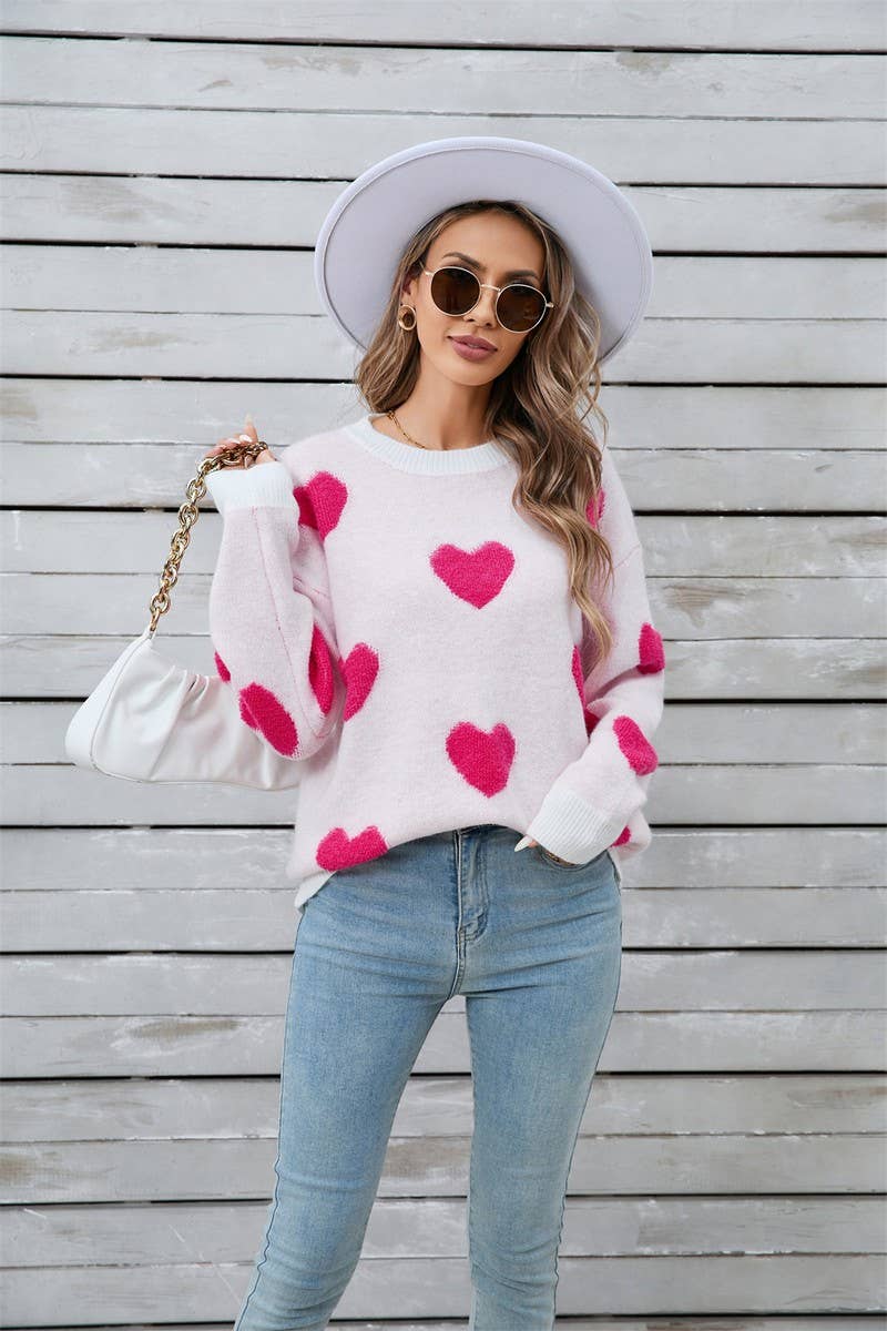 CWOSWL5785_VALENTINE'S DAY HEART LONG SLEEVE KNIT SWEATER