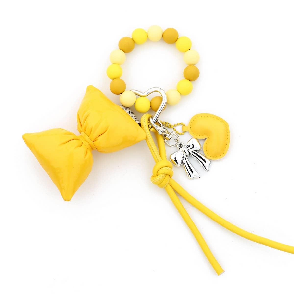 Silicone Bead Bracelet Keychain with Heart Bow_CUAB00445