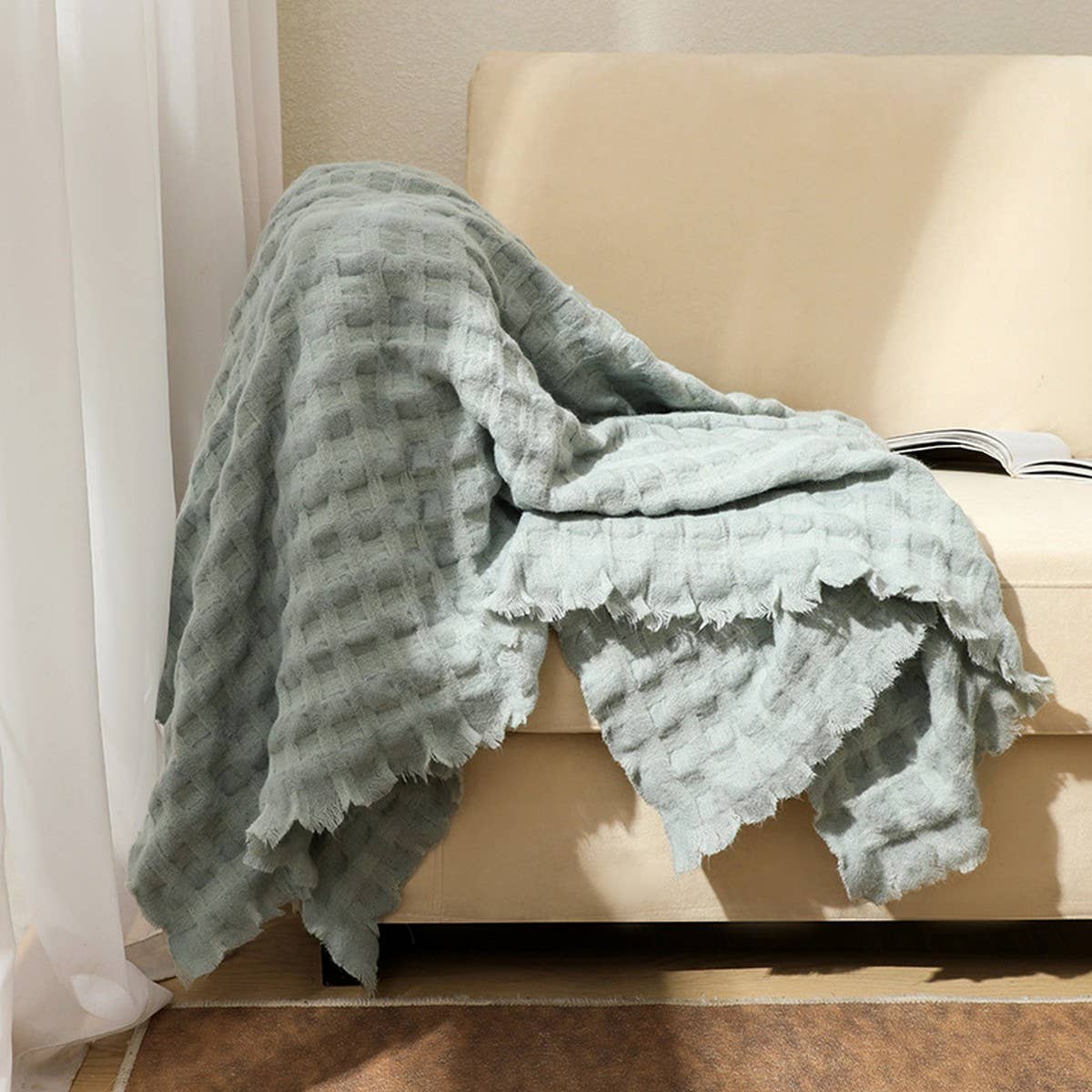 KNITTED WEIGHTED THROW BLANKET FOR COUCH
