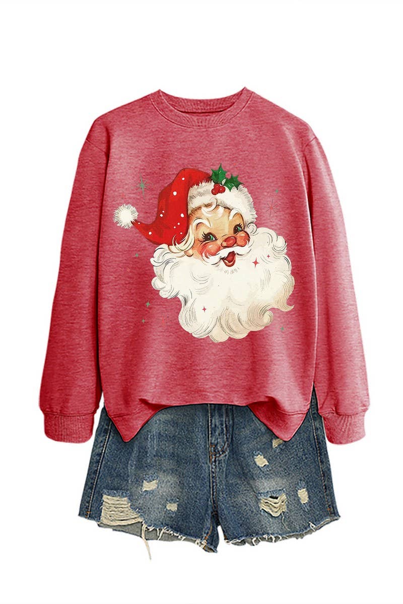 CWTBLL01324_SANTA CLAUS HEAD PATTERN PULLOVER SWEATSHIRT