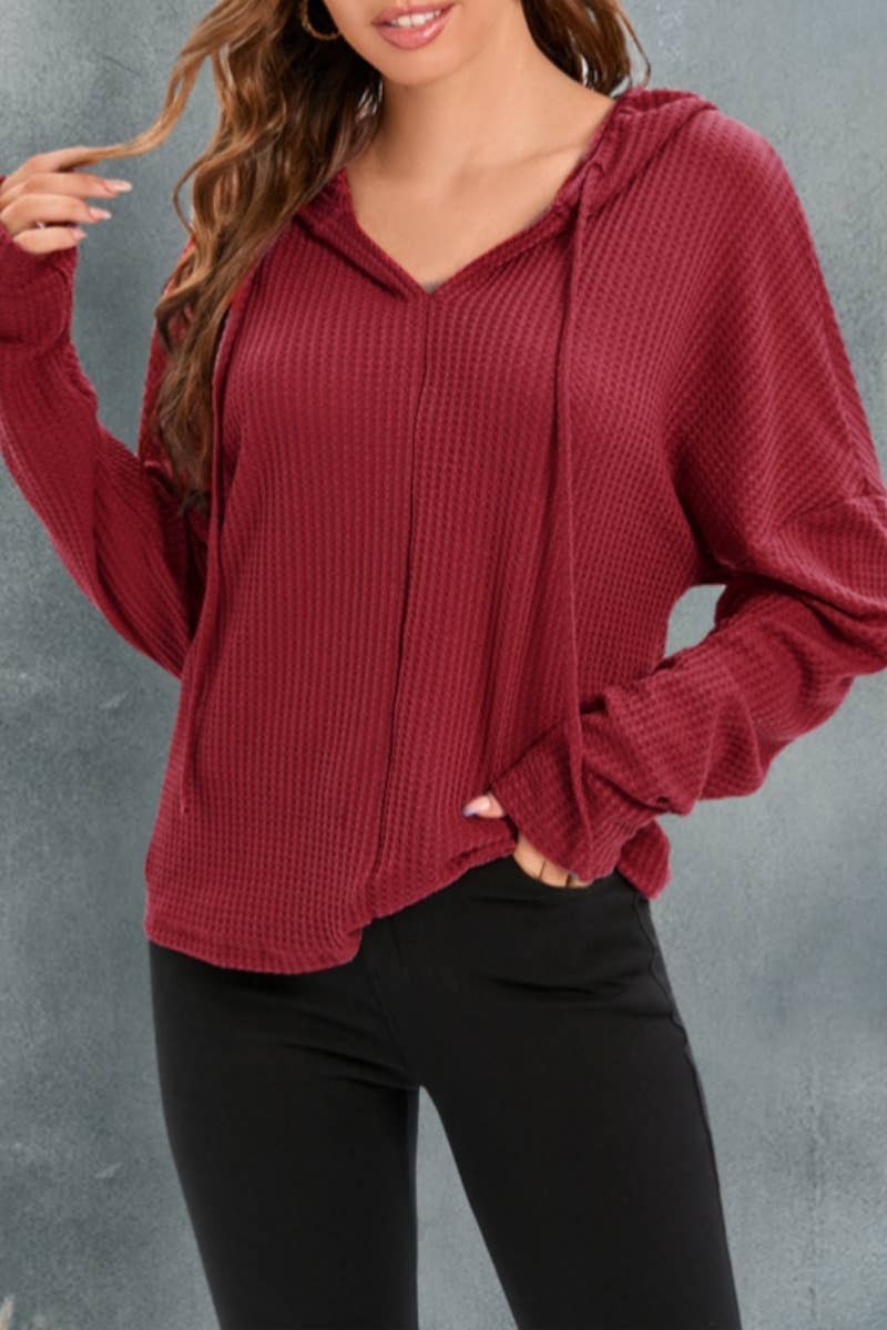 CWOSWL6359_LONG-SLEEVED DRAWSTRING HOODED SWEATER TOP