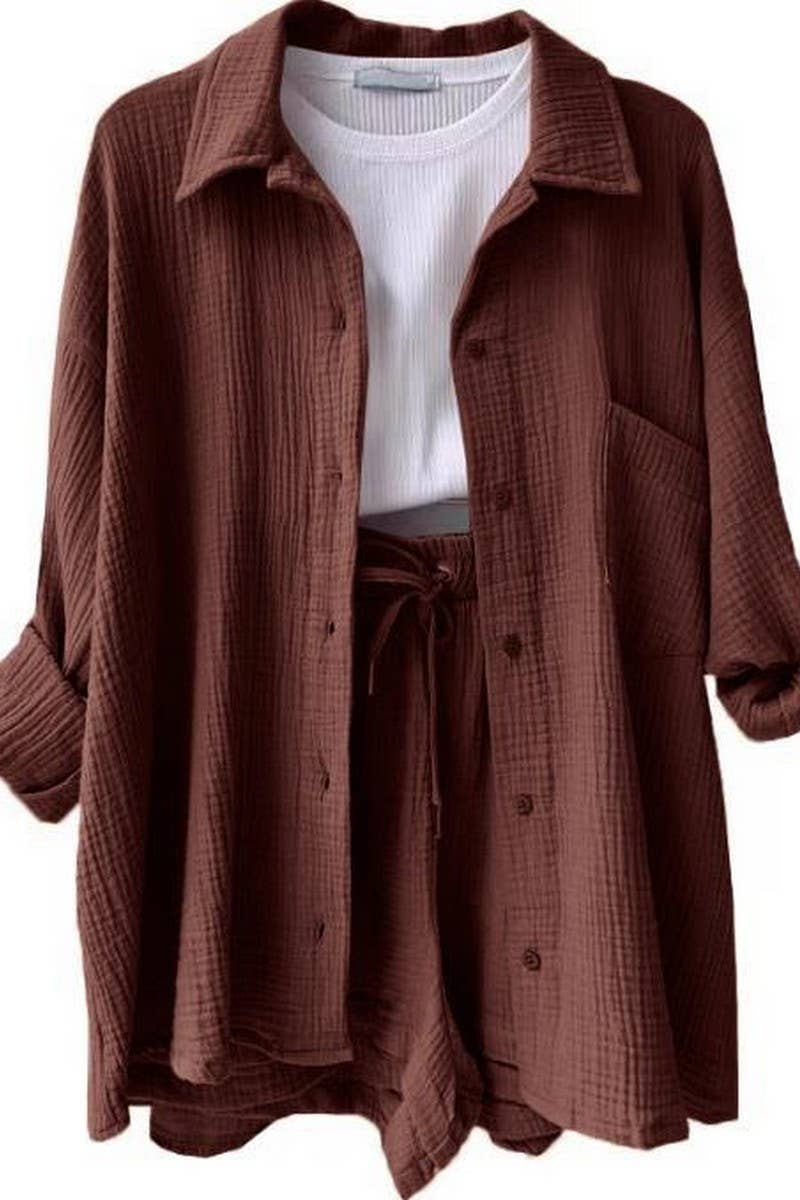 CWSS01299_FASHIONABLE CASUAL WRINKLED LAPEL TWO-PIECE SUIT