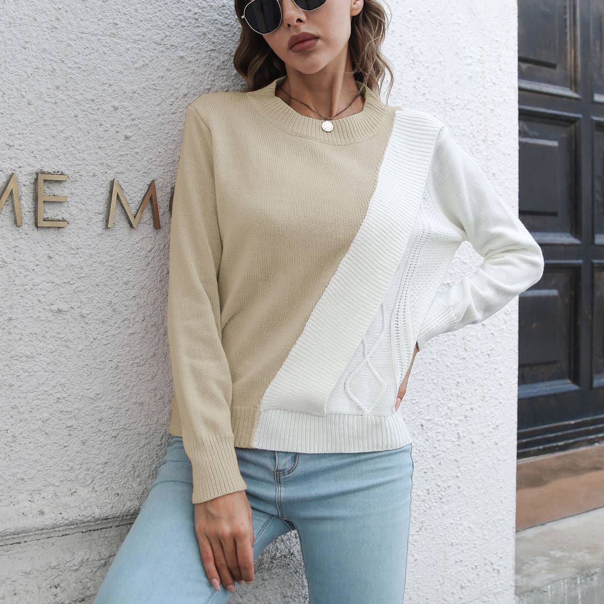 DESIGN SENSE TWIST THREE-DIMENSIONAL SWEATER