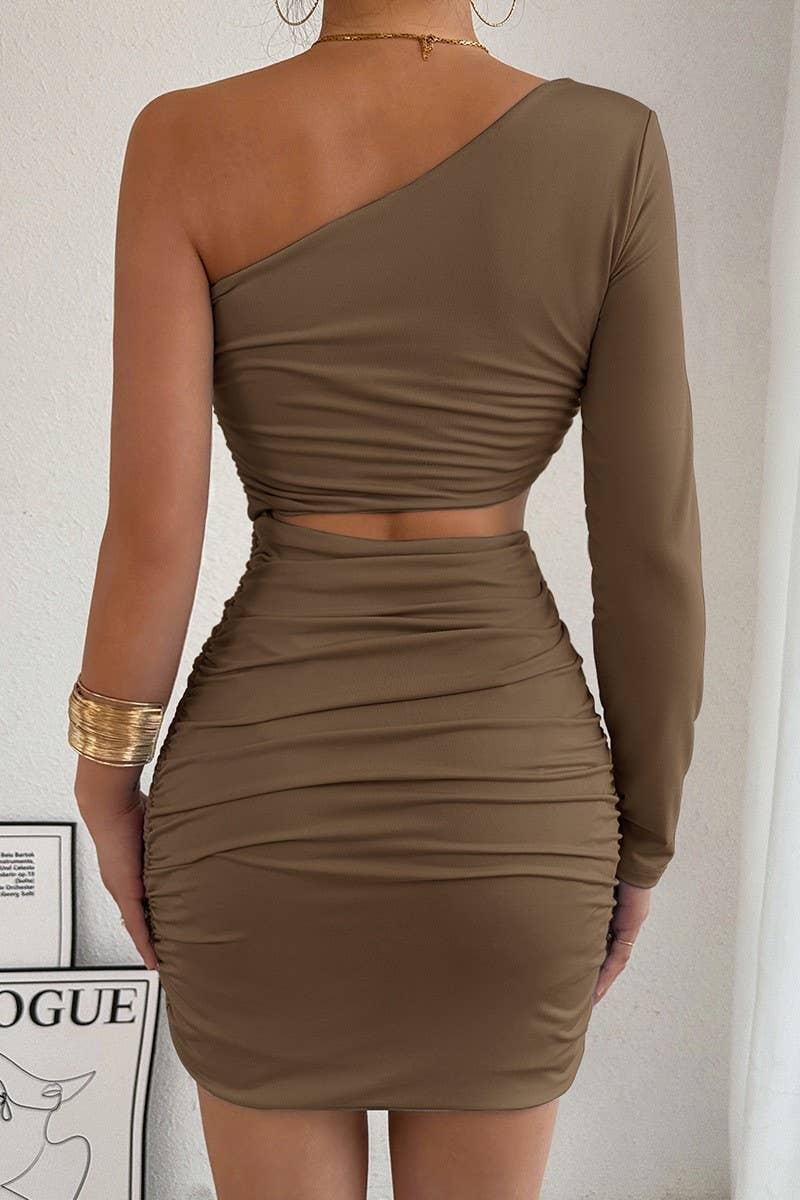CWDSD10745_HOT GIRL ONE SHOULDER CUTOUT BODYCON DRESS