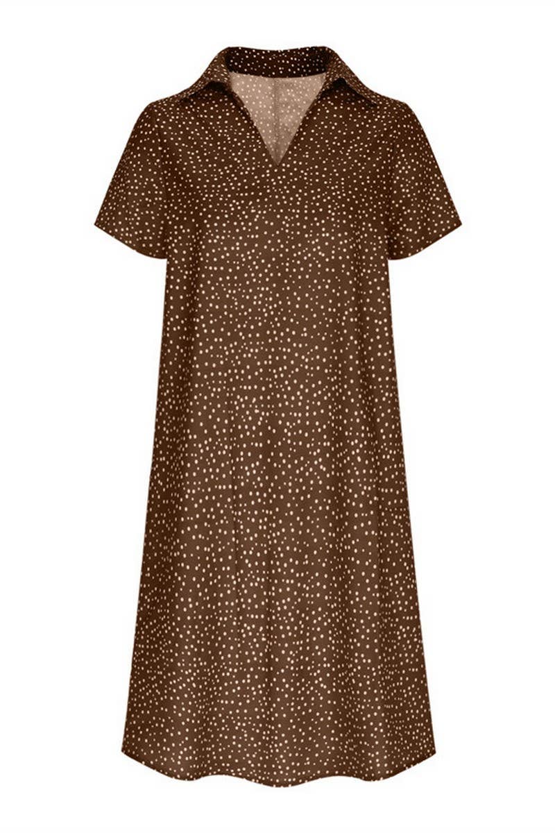 CWTDSS0060_LOOSE V-NECK PRINTED POLKA DOT SHIRT DRESS