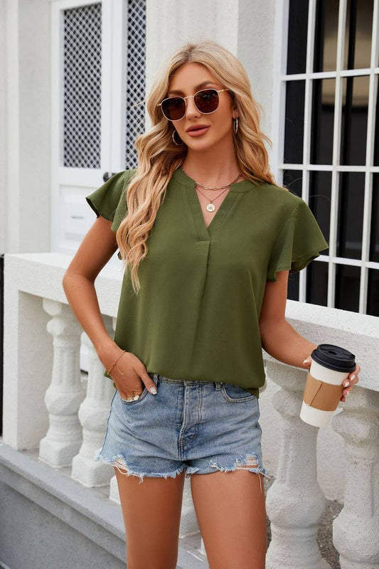 CWTBLSL0184_Round Neck Ruffle Sleeveless Top