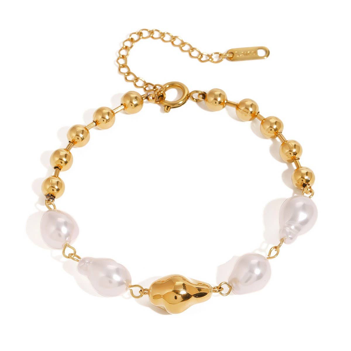 Titanium Steel Baroque Pearl Bracelet,Luxury Style