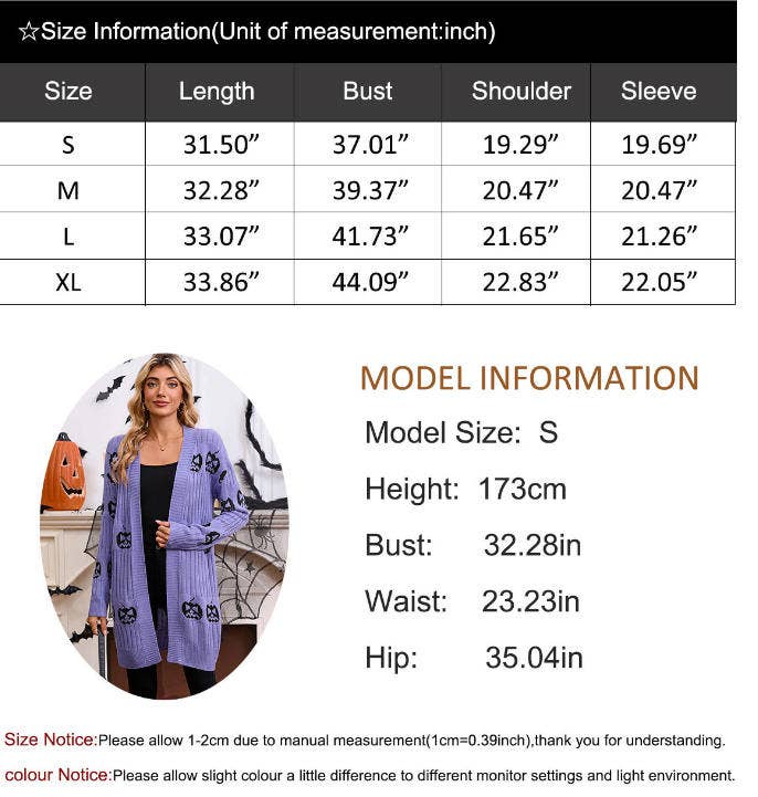 CWOCAL00699_HALLOWEEN PUMPKIN JACQUARD KNIT CARDIGAN