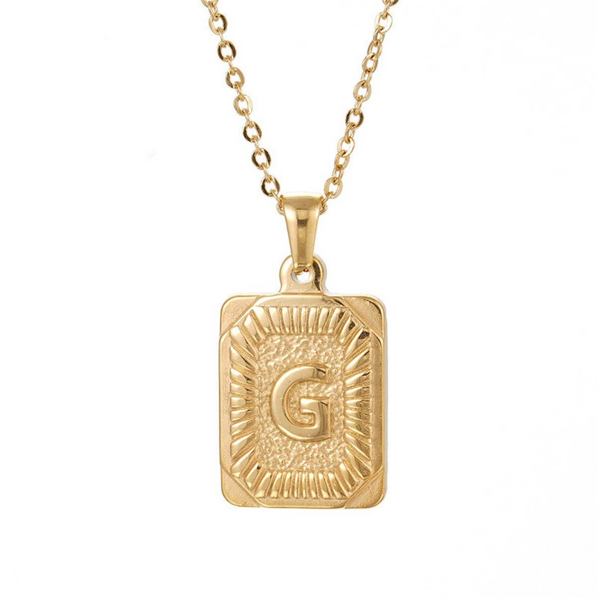 CWAJE1937_Square Stainless Steel Letter Fashion Necklace